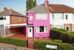 A real-life Barbie house! House painted in bright PINK from top to bottom goes on the market for £230,000