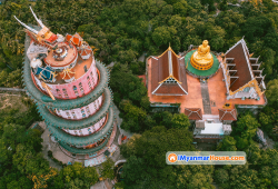 တကယ့် နဂါးအစစ် ကုပ်ဖက်တွယ်ထားသလား သပ္ပာယ်လှပလွန်းတဲ့ ထိုင်းနိုင်ငံ ဘန်ကောက်အနီးမှ Wat Samphran Dragon Temple