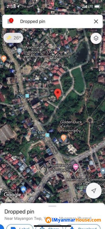 (0.256 ဧက)အကျယ် ၊ မရမ်းကုန်းမြို့နယ်၊ ၈မိုင် တွင် မြေကွက်ကျယ် နေရာကောင်းရောင်းရန်ရှိ - ရောင်းရန် - မရမ်းကုန်း (Mayangone) - ရန်ကုန်တိုင်းဒေသကြီး (Yangon Region) - 19,800 သိန်း (ကျပ်) - S-10195721 | iMyanmarHouse.com