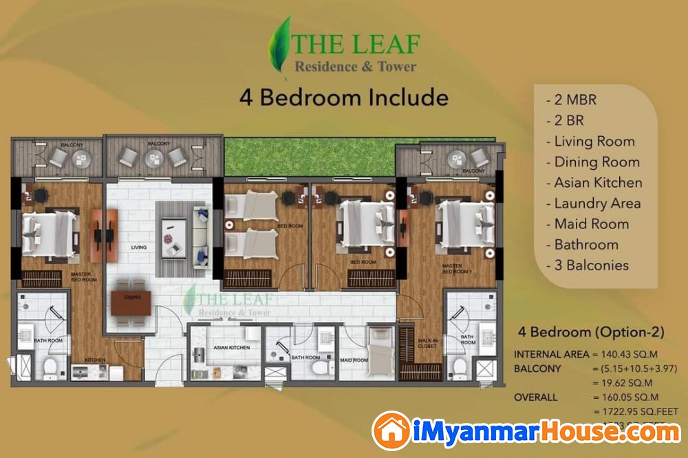 လှိုင်,The Leaf Residence,ဓမ္မသုခကျောင်းလမ်းတွင်ပြင်ဆင်ပြီးအခန်းရောင်းမည်။09444457779 - For Sale - လှိုင် (Hlaing) - ရန်ကုန်တိုင်းဒေသကြီး (Yangon Region) - 3,999 Lakh (Kyats) - S-11431126 | iMyanmarHouse.com